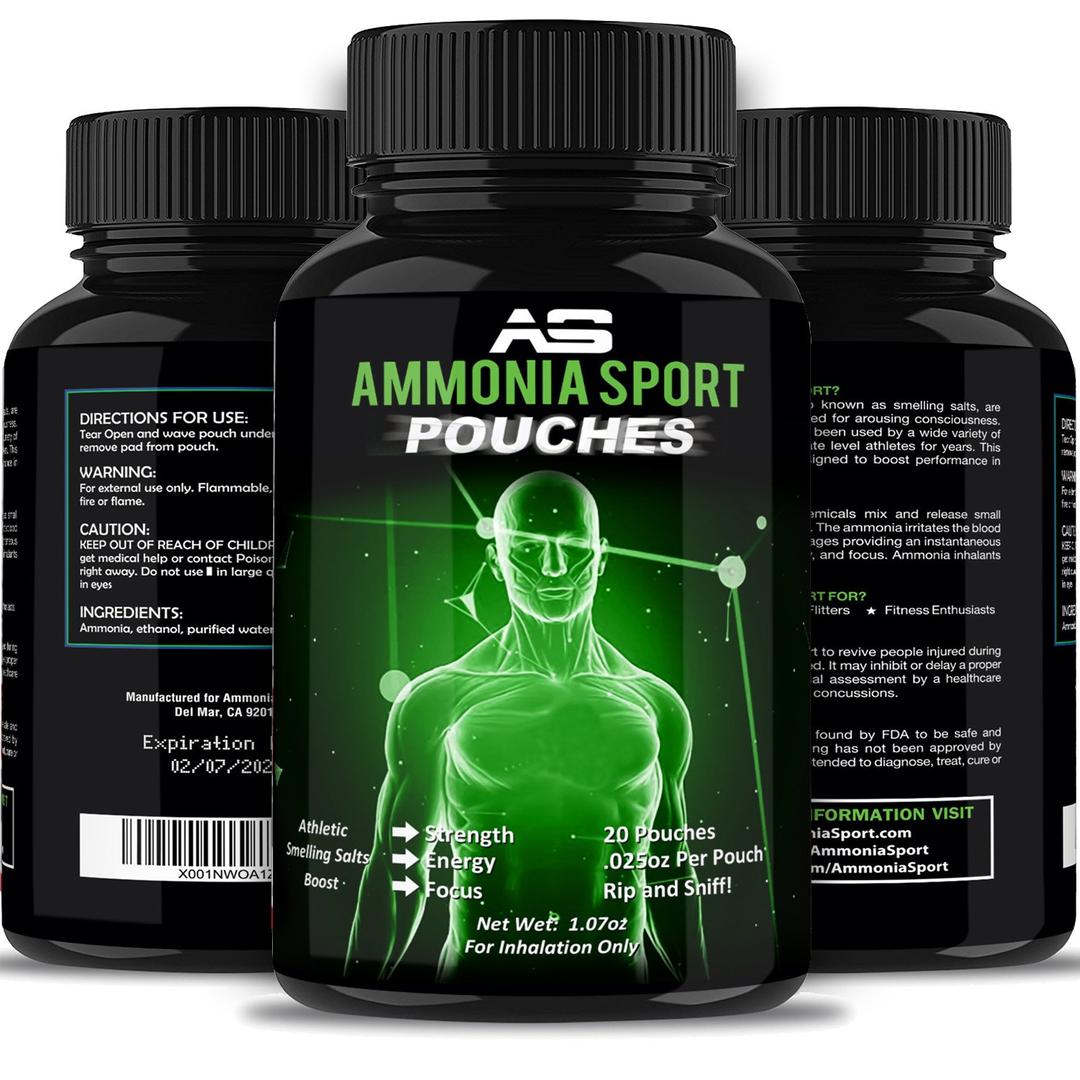 AmmoniaSport Athletic Smelling Salts - Pouches (20) - Ammonia Inhalant - [Smelling Salt/Ammonia Inhalants] - Limited Time Offer! For Beginners