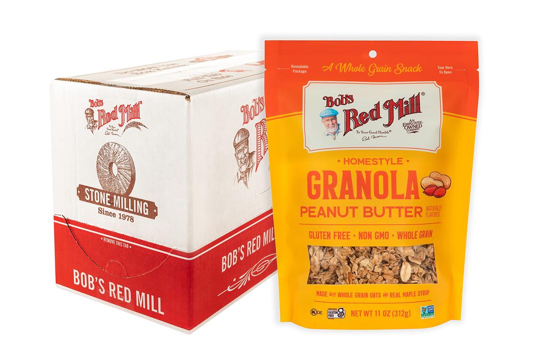 Bob’s Red Mill Peanut Butter Homestyle Granola, 11 Ounce Bag (Pack of 6), Certified Gluten Free, Non-GMO, Whole Grain