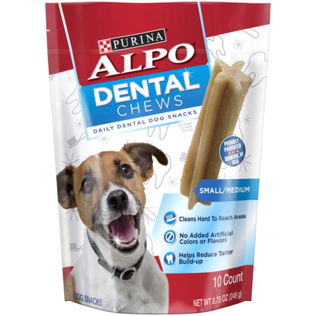 Purina ALPO Made in USA Facilities Small/Medium Dog Dental Chews, Dog Snacks - (5) 10 ct. Pouches