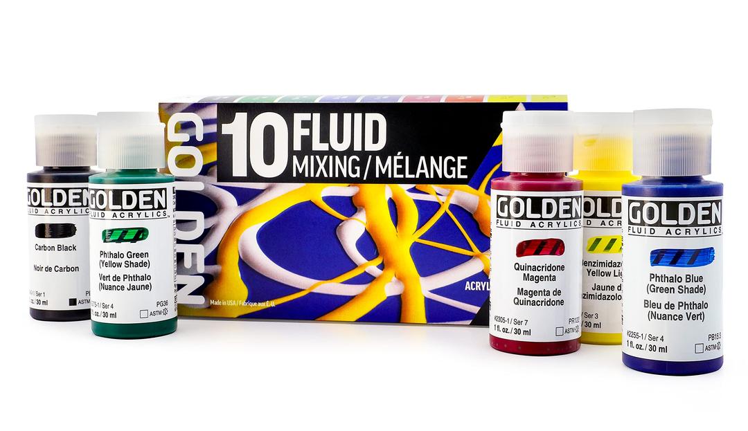 Golden Artist ColorsFluid Acrylics, 10-Color Mixing Set