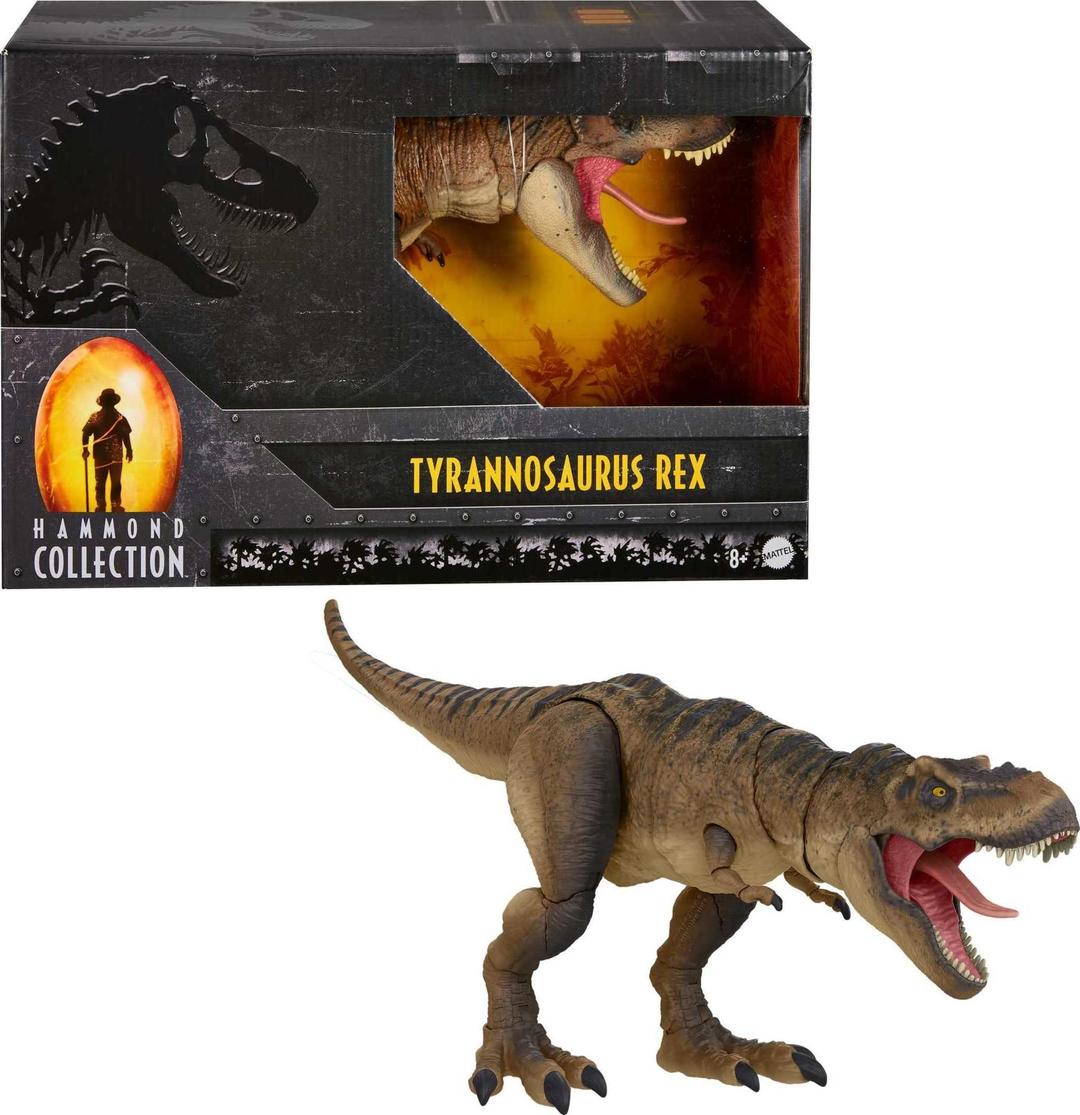 Mattel Jurassic World Jurassic Park Hammond Collection Tyrannosaurus Rex Dinosaur Figure, 24in Long with 14 Movable Joints, Movie Collectible, HFG66