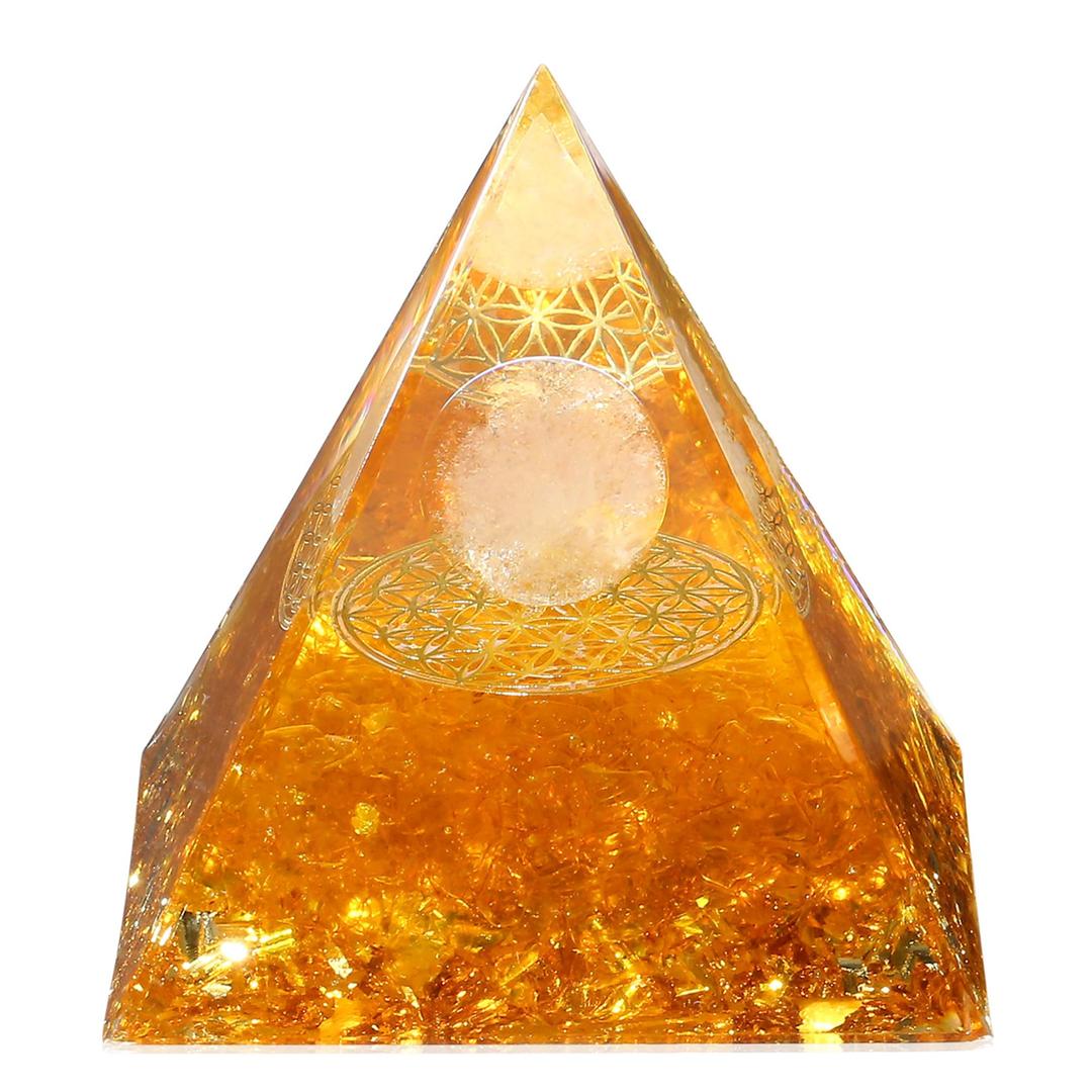 ZHIYUXI 2.4" Citrine Crystals and Healing Stones Yellow Healing Crystals Orgone Pyramid for Attracts Lucky Gifts for Women Men Home Decor Gemstones Energy Balance Reiki