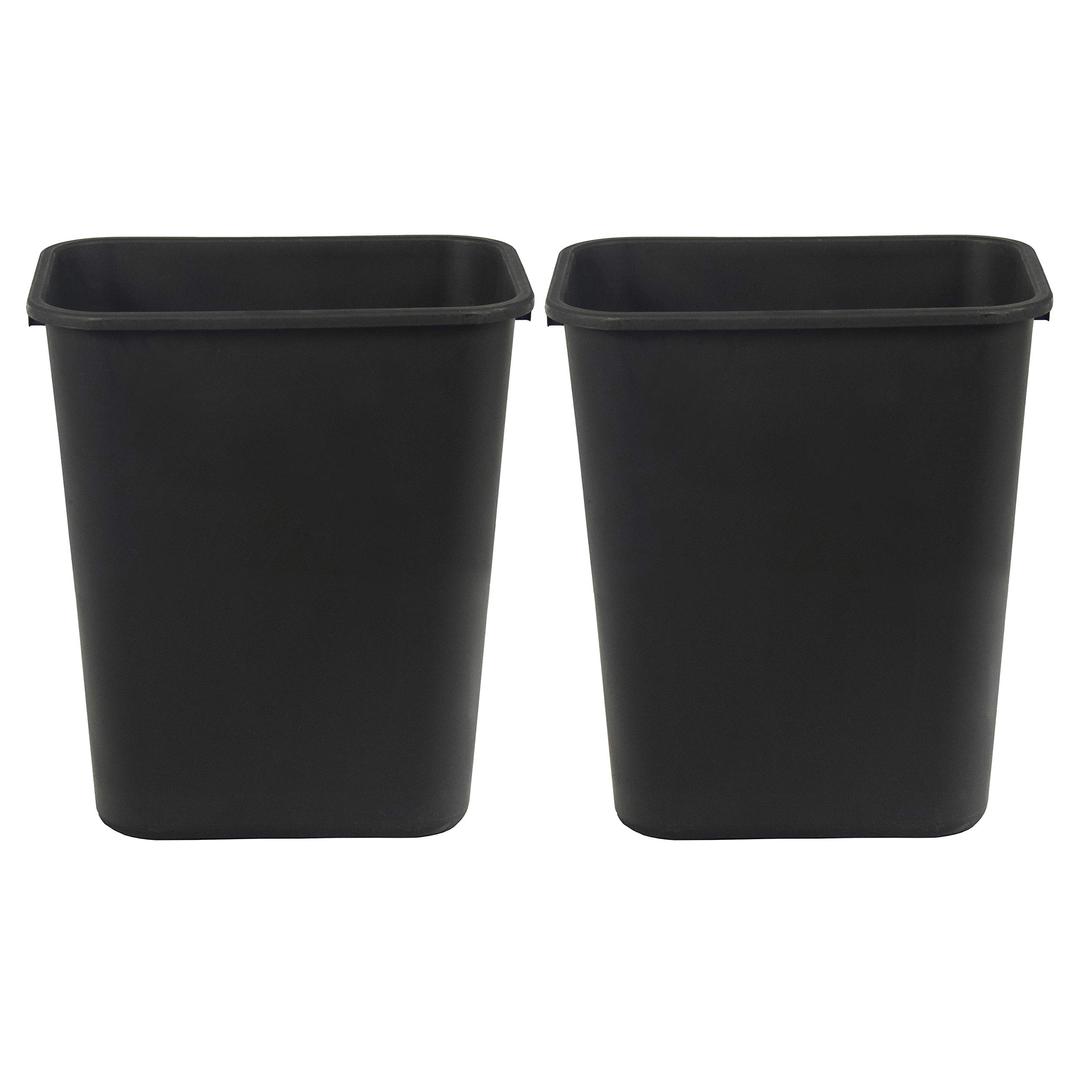 Amazon Basics Rectangular Commercial Office Wastebasket, 7 gallon (Pack of 2), Black (Previously AmazonCommercial brand)