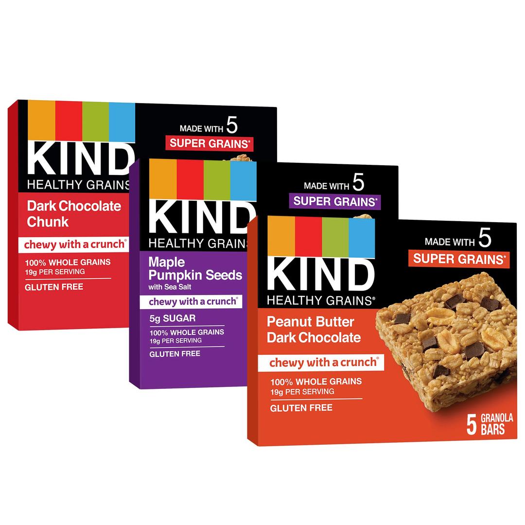 KIND Healthy Grains Granola Bars, Variety Pack, Gluten Free, 1.2 Ounce Bars, 15 Count