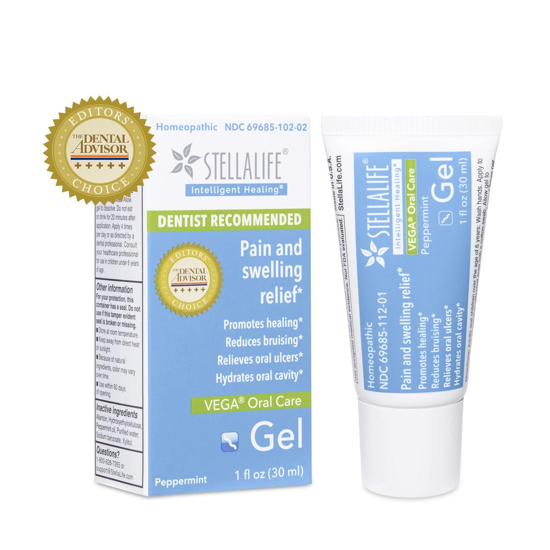 StellaLifeVEGA Oral Gel: Dry Socket, Dry Mouth, Canker Sore, Tooth Extraction, Gum Surgery, Braces, Denture, Ulcer, Mucositis, Dental Implant, Advanced Natural Dental Pain Relief, Heal Faster, Mint