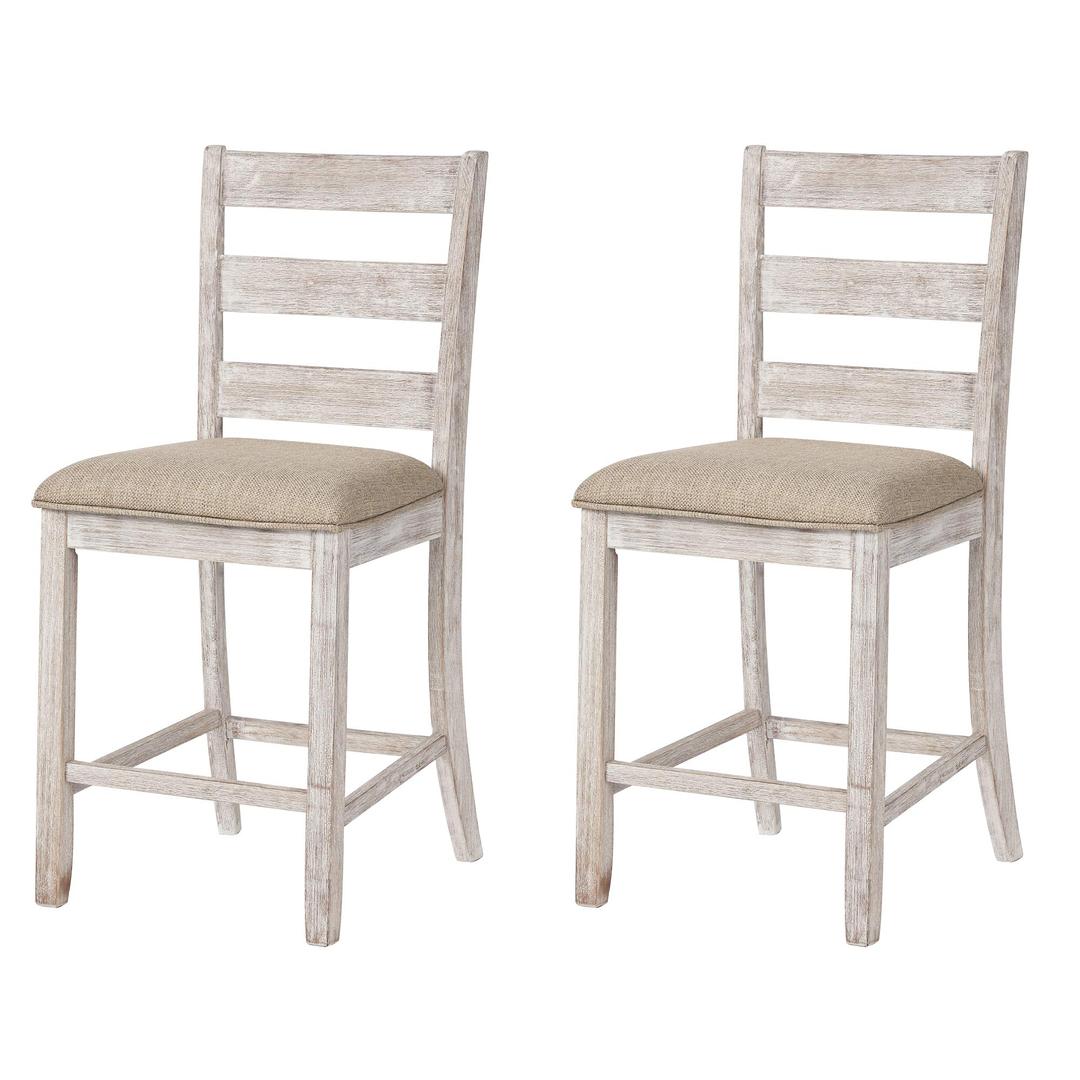 Signature Design by Ashley Skempton 24" Counter Height Upholstered Barstool, Set of 2, Antique White