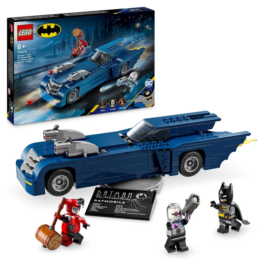 LEGODC Batman with the Batmobile vs. Harley Quinn & Mr. Freeze, Car Toy, Super-Hero Vehicle Set, with 3 Minifigures, Birthday Gift for 8 Plus Year Old Boys and Girls 76274