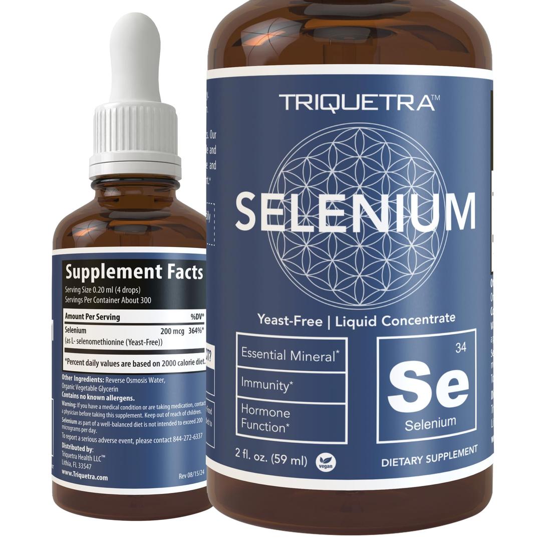 Selenium - 200 mcg, Selenomethionine Form, 300 Servings - Vegan, Glass Bottle, Yeast Free - Sublingual Liquid Concentrate - Antioxidant, Supports Immunity, Thyroid Health (2 oz.)