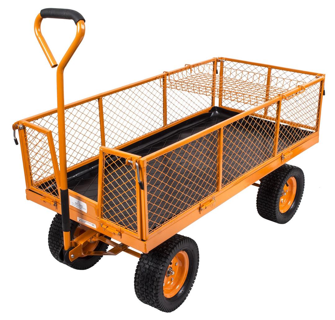 300kg Heavy Duty Mesh Garden Utility Festival Cart Mesh Hand Trolley Truck Barrow Wagon Trailer with Pneumatic Wheels