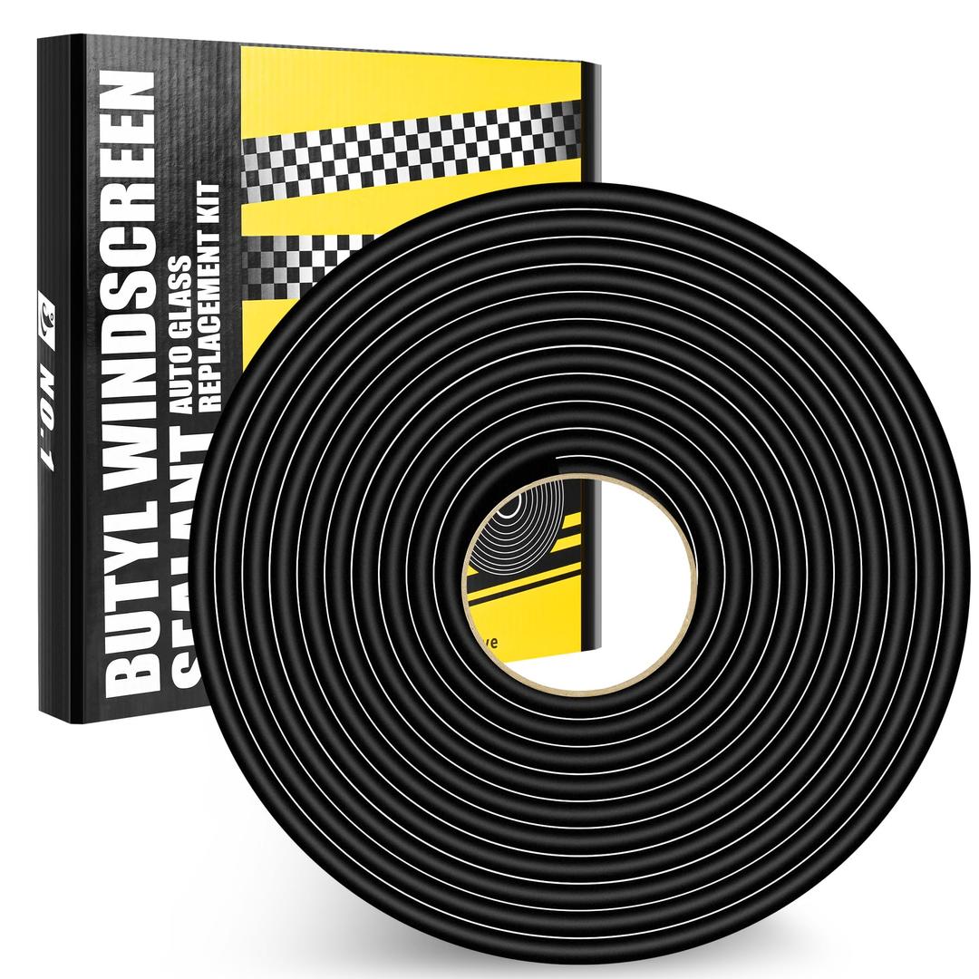 Butyl Rubber Tape Headlight Glue Sealant Rope 14.8Ft Diameter 9mm Butyl Putty Foam Strip Butyl Rubber Caulk Sealer for Automotive (Car RV Truck Marine) Window Door Windshield Sealing - Black, 1 Roll