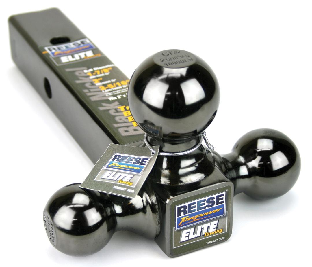 Reese Towpower 7039800 Tri-Ball Trailer Hitch Ball Mount, (1-7/8 Inch, 2 Inch, 2-5/16 Inch Trailer Hitch Balls), Fits 2 Inch Square Receiver, 10,000 lbs. Capacity, Black Nickel