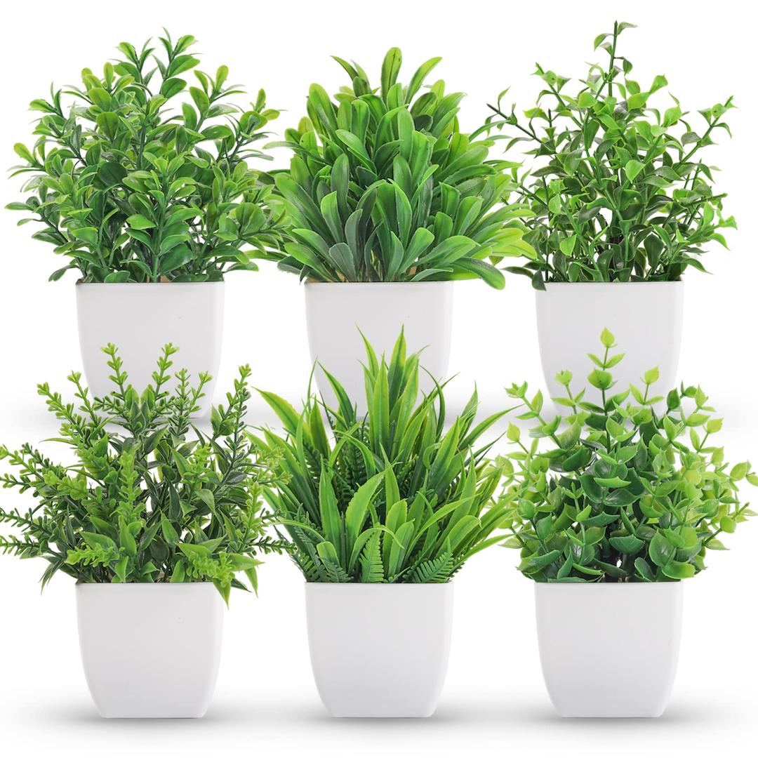 Der Rose 6 Packs Small Fake Plants Artificial Plants Indoor for Home Farmhouse Bedroom Living Room Decor