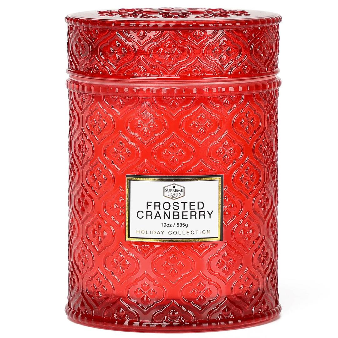 Christmas Candles, Frosted Cranberry Candle, 19oz Large Candles for Home, Aromatherapy Candle Christmas Gifts for Women, Luxury Scented Candles for Women, 88 Hours Burning Time