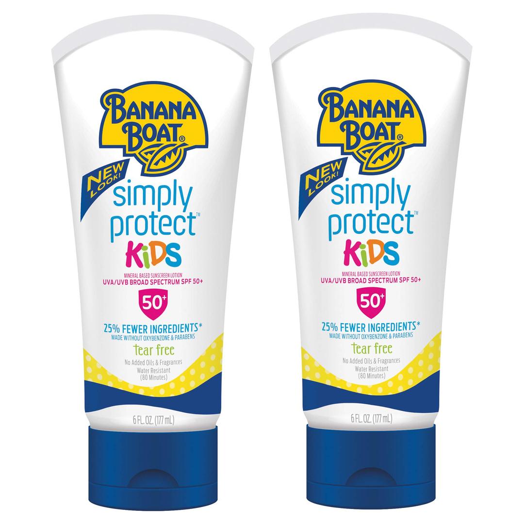 Banana BoatKids 100% Mineral Sunscreen Lotion SPF 50, Twin Pack | Kids Sunscreen, Kids Sunblock, Banana Boat Mineral Sunscreen for Kids, Oxybenzone Free Sunscreen SPF 50, 6oz each (Pack of 2)