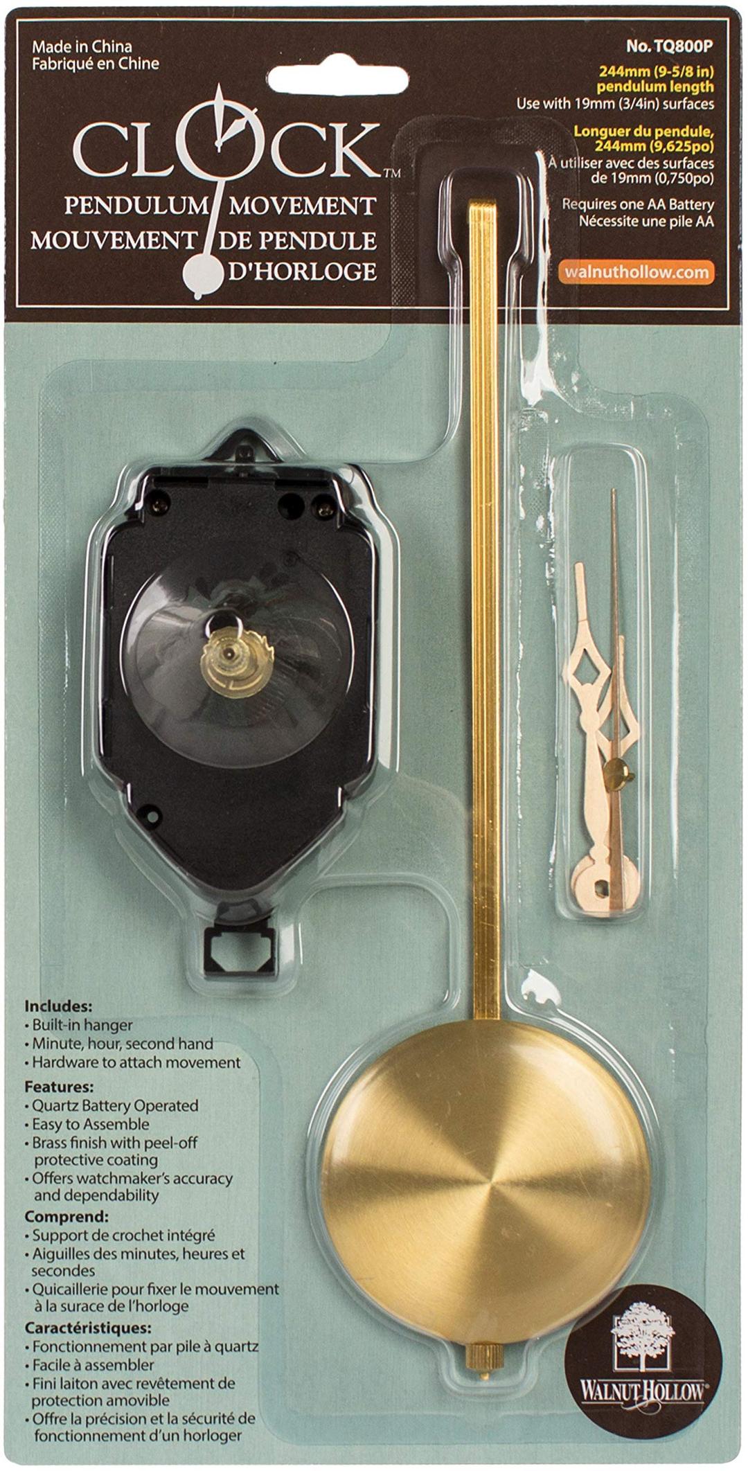 Walnut Hollow Pendulum Clock Movement For 3/4-Inch Surfaces, Large