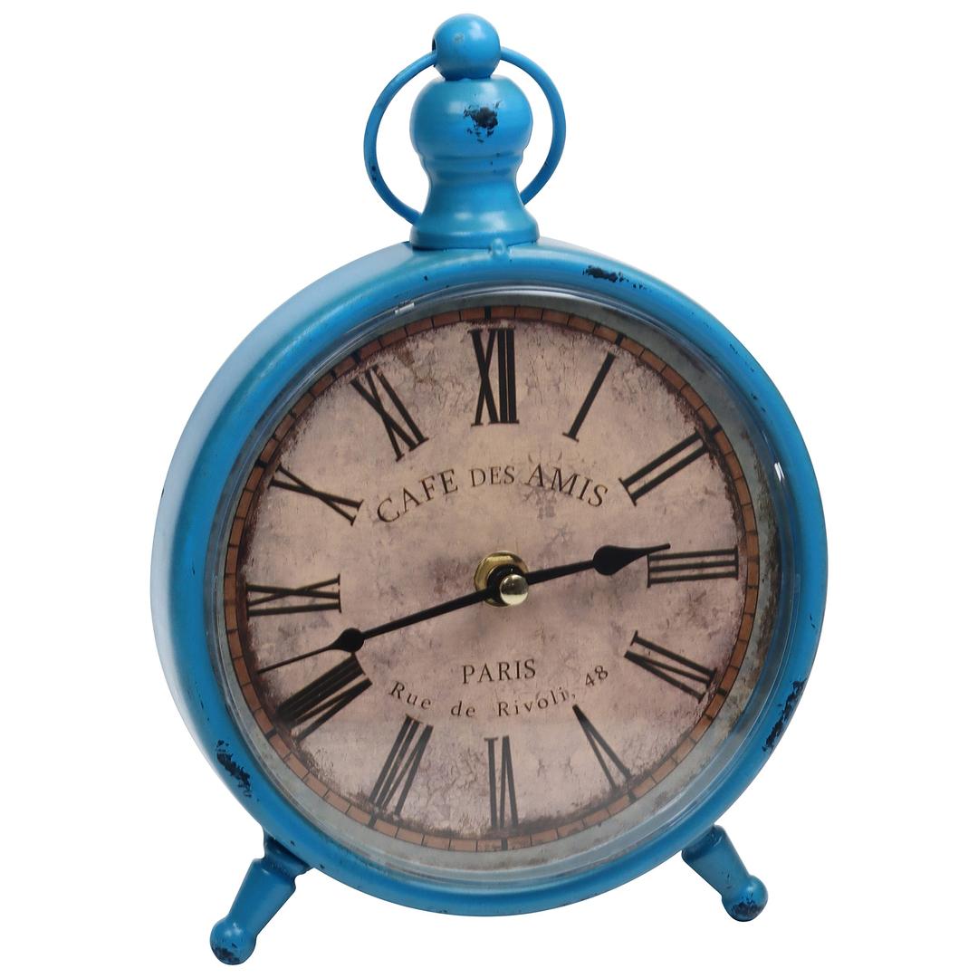 BELLE VOUS Silent Vintage Desk Clock - 23 x 15cm (9 x 6 inches) - Antique, Battery Operated, Non-Ticking, Analogue Clock for Bedside Table, Living Room or Office - French Farmhouse Design