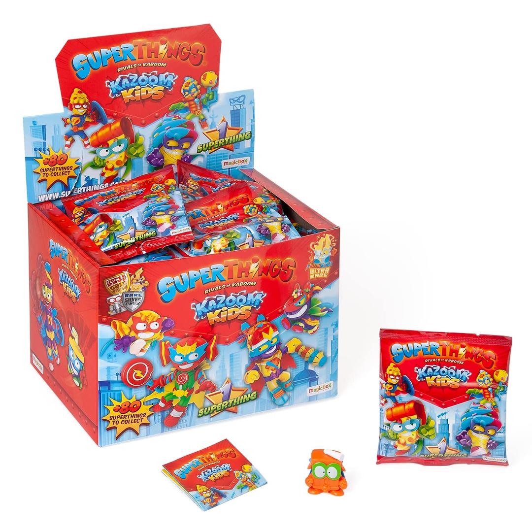 SUPERTHINGS Kazoom Kids – Box of 50 x One Packs with figures from the Kazoom Kids series. Each envelope contains 1 SuperThing and 1 checklist