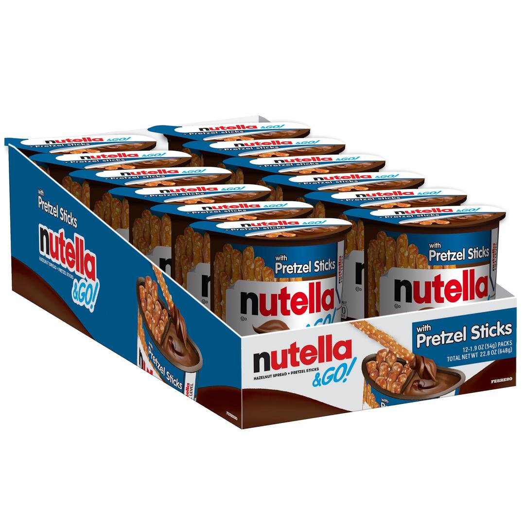 Nutella& GO! Bulk 12 Pack, Hazelnut and Cocoa Spread with Pretzel Sticks, Stocking Stuffers, Snack Cups, 1.9 oz Each​