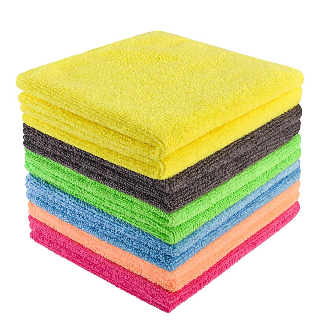 YSLON Microfiber cleaning cloth,Multi-purpose Cleaning rags for Household kitchen,High absorption,Lint-free stripes,Reusable. (12-Pack)