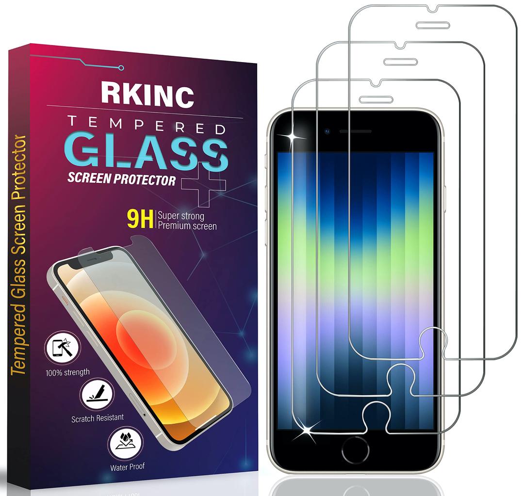 RKINC Screen Protector [3-Pack] for iPhone 7 Plus / 8 Plus / 6 Plus / 6S Plus, Tempered Glass Film Screen Protector, 0.33mm [LifetimeWarranty][Bubble-Free][Anti-Scratch][Anti-Shatter]