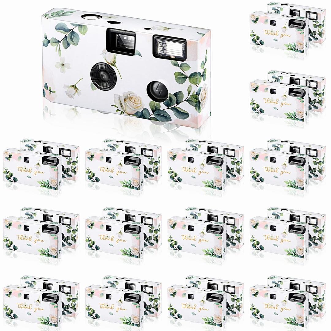 Treela 15 Pack of Disposable Cameras for Wedding Bulk Single Use Flash 35mm Film Camera for Concert Travel Anniversary Camp Party Supply Vacation Gift (Leaves)