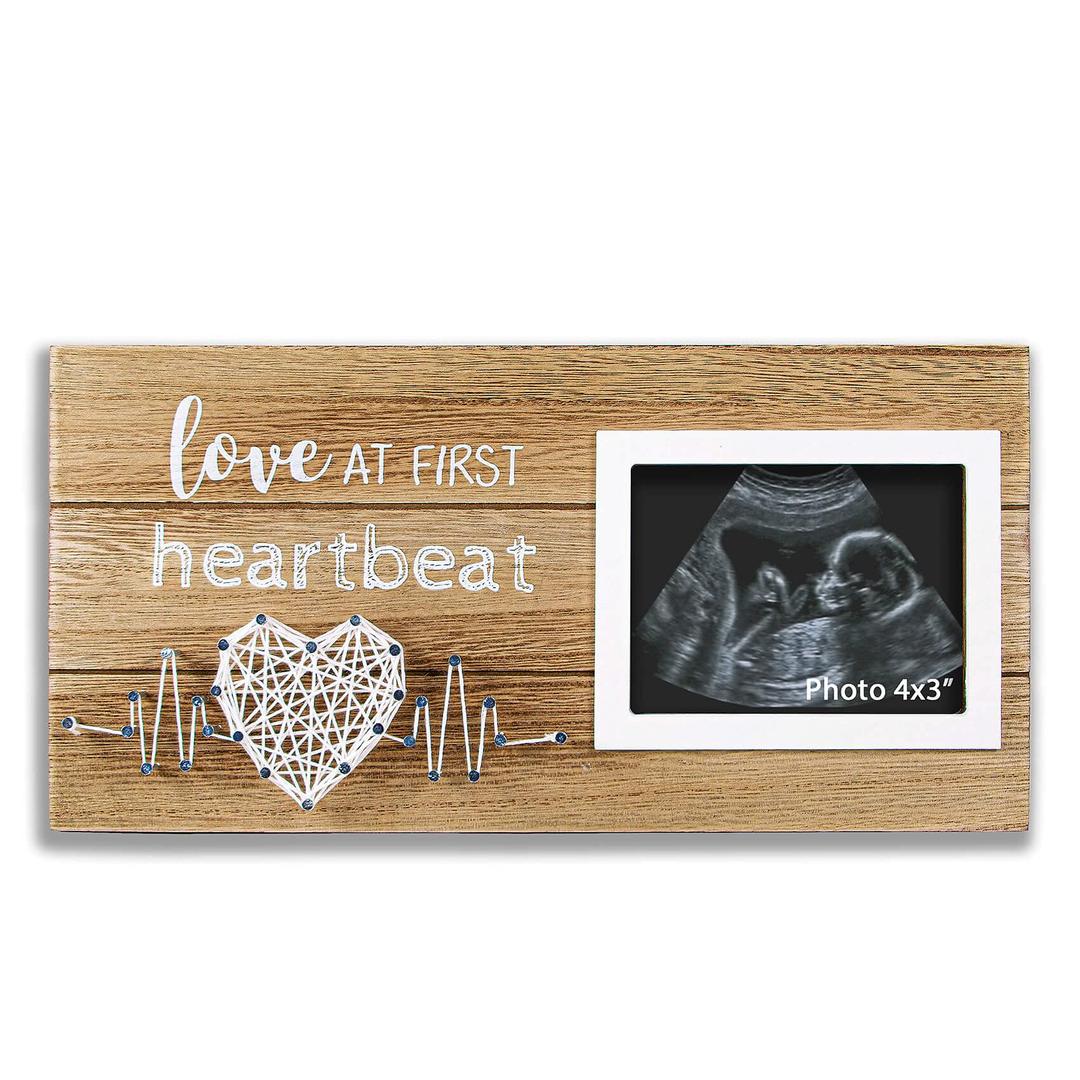 VILIGHT New Mom Gifts - Pregnancy Announcements Baby Gender Reveal Gifts - Love At First Heartbeat Sonogram Picture Frame for Standard 4" x 3" Ultrasound Photo