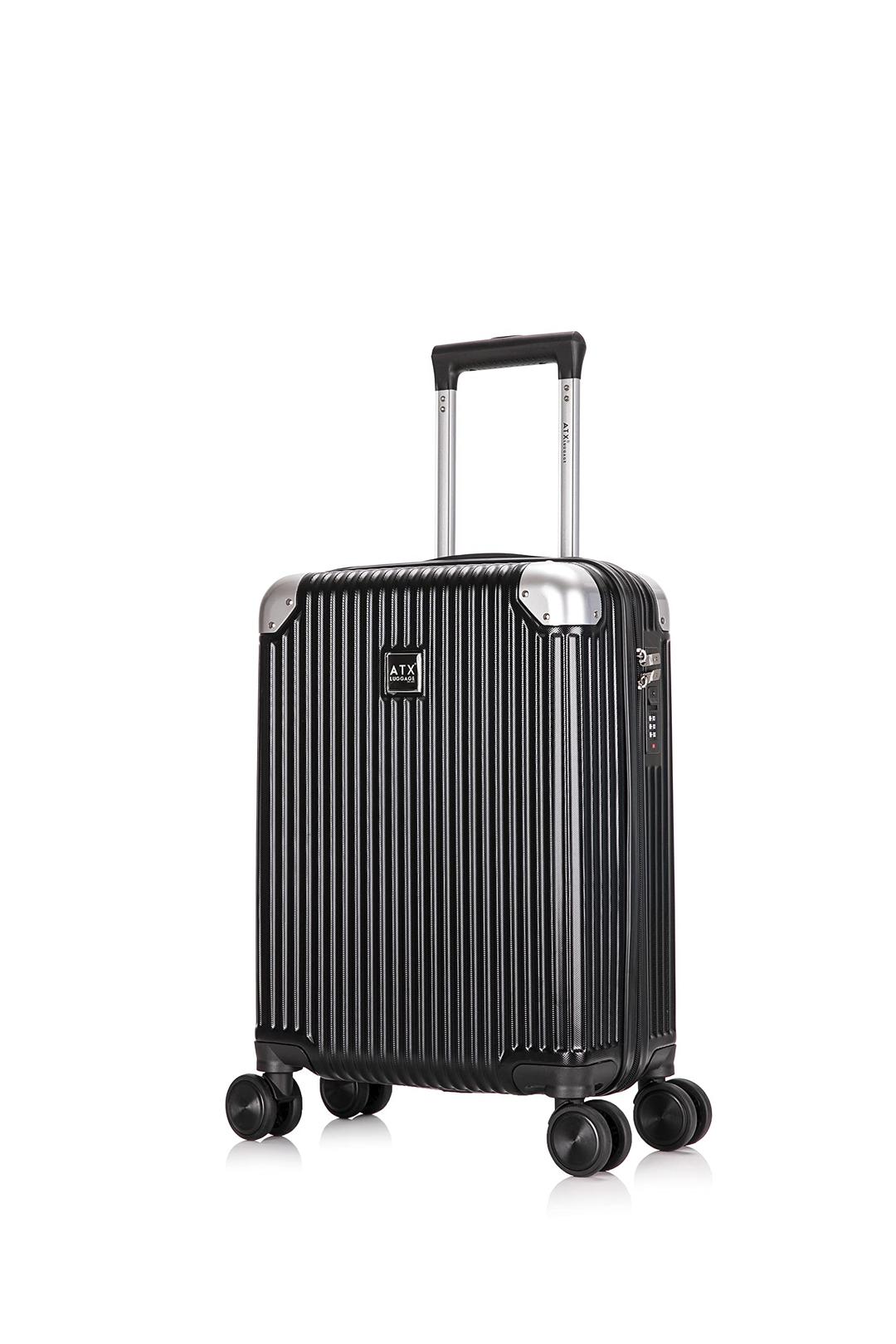 ATX Luggage 55x36x20cm Cabin Suitcase Super Lightweight Small Suitcase Approved for 100+ Airlines Including EasyJet, Ryanair, British Airways & Virgin Atlantic (Jet Black, 21Inches, 33Liter)