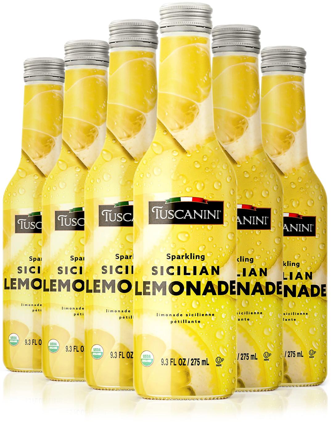 TuscaniniOrganic Sparkling Lemonade, 9.3oz (6 Pack) | No Food Coloring or Artificial Flavors | Product of Italy | Premium Glass Bottle | Sparkling Party Drink