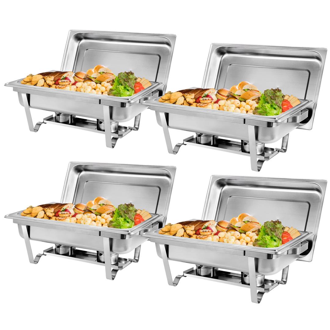 ZENY 4 Packs Chafing Dish Buffet Set, 8 Quart Stainless Steel Buffet Servers and Warmers for Party Catering, Complete Chafer Set with Water Pan, Chafing Fuel Holder