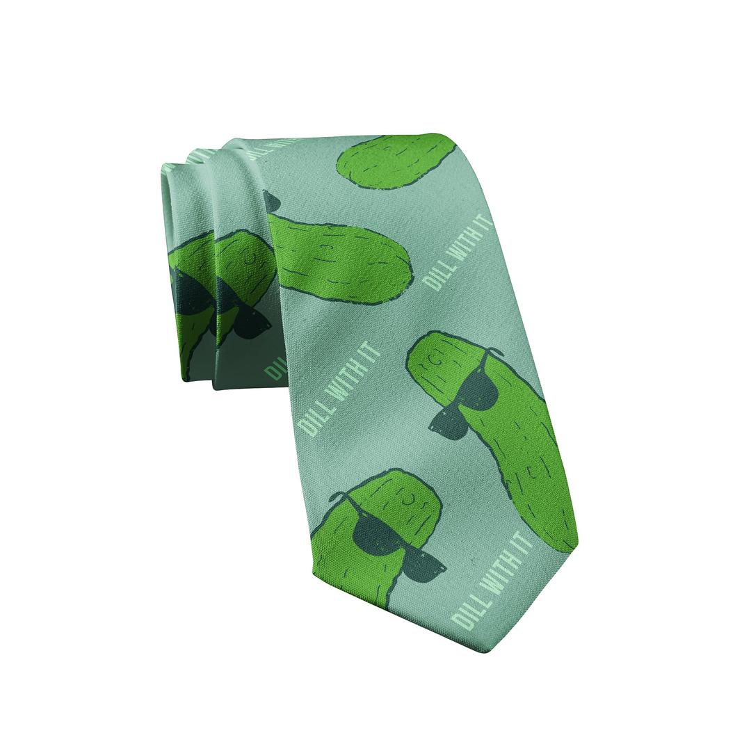 Crazy Dog T-ShirtsDill With it Necktie Funny Neckties for Men Pickle Tie Mens Novelty Neckties