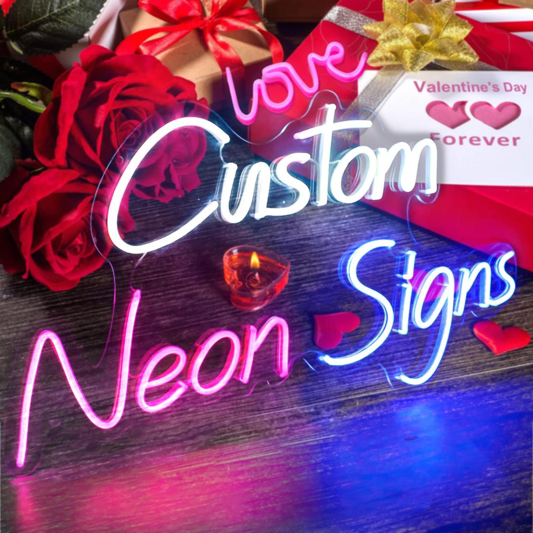 HancraStore Custom Neon Signs, Handmade Personalised Led Neon Signs for Wall Decor Bedroom Birthday Party Wedding Bar Sign Man Cave Company Logo Business Neon Signs (Optional 16" to 55")