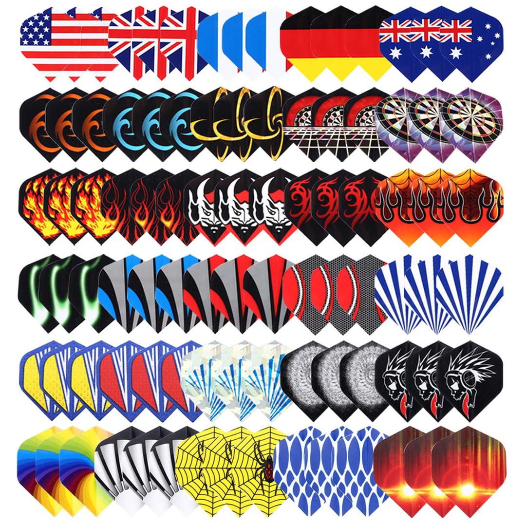 Standard Dart Flights 30 Sets 90 Pcs Durable PET and Laser Replacement Feather Tail Wing - Perfect Accessories Equipment Supplies for Dart Games