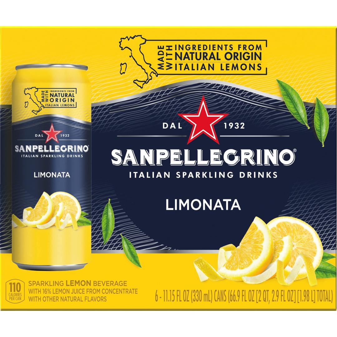 Sanpellegrino Italian Sparkling Drink, Lemon, 11.15 Fluid Ounce, Cans (Pack of 6)