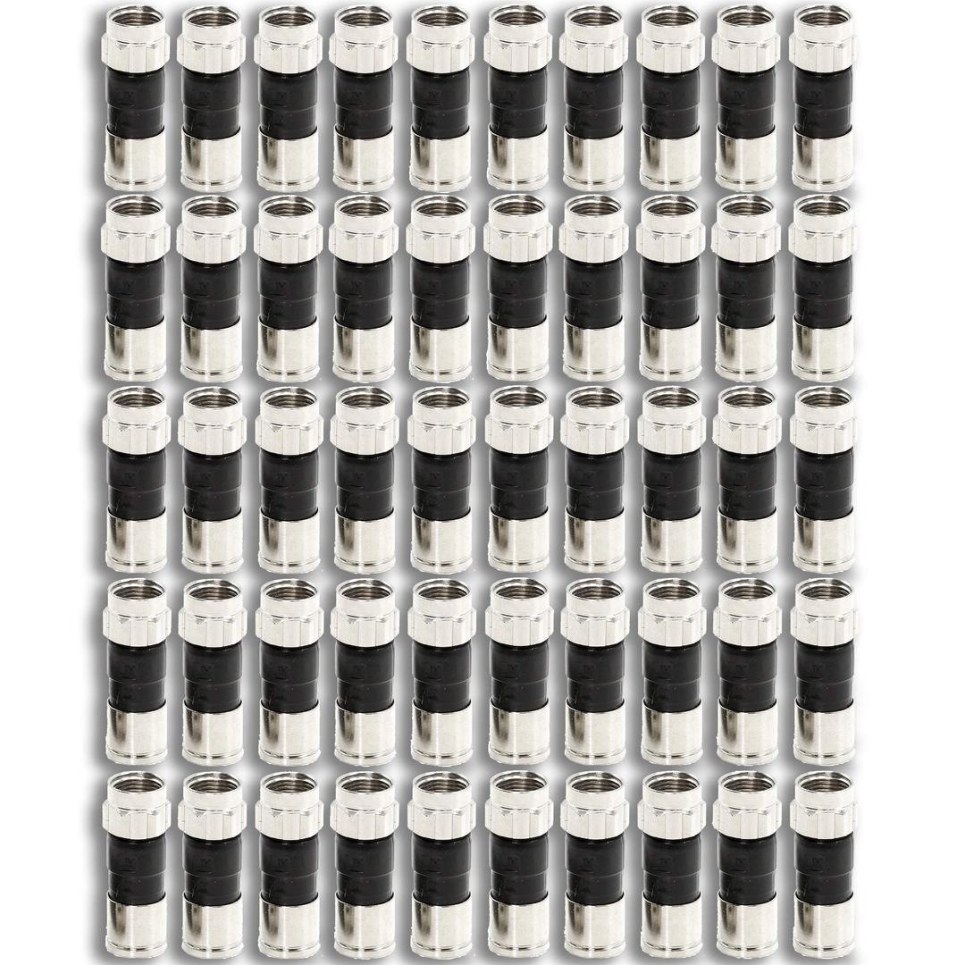 C.P. Company50-Pack RG6 Quad Compression Connectors PPC EX6XL Approved for Most Satellite or Cable Coax