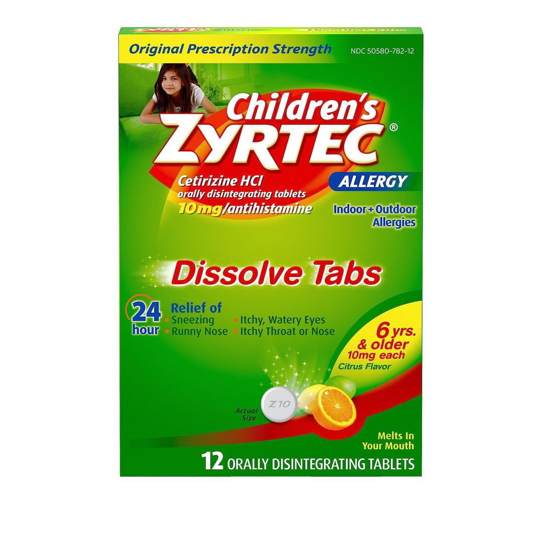 Zyrtec Children's 24 HR Dissolving Allergy Relief Tablets with Cetirizine, Citrus Flavored, 12 ct