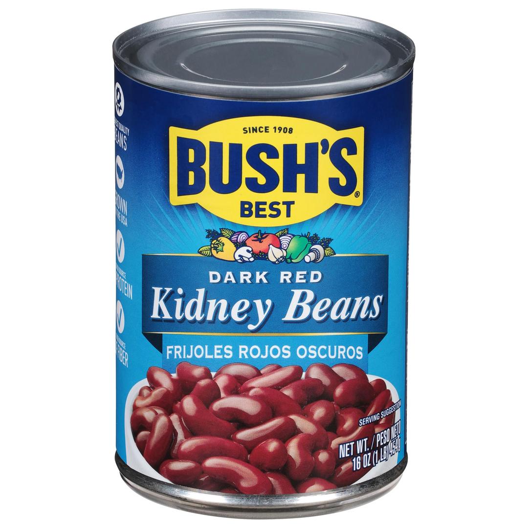 Bush's Best16 oz Canned Dark Red Kidney Beans, Source of Plant Based Protein and Fiber, Low Fat, Gluten Free, (Pack of 12)