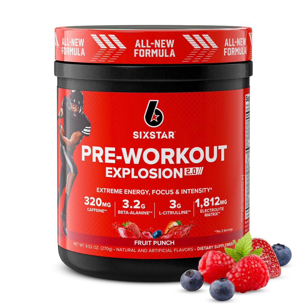 Six StarPre-Workout Powder for Men & Women, Fruit Punch (30 Servings) - Preworkout Explosion 2.0 Energy Powder Drink Mix with Beta-Alanine & Caffeine - Sports Nutrition Supplement Products