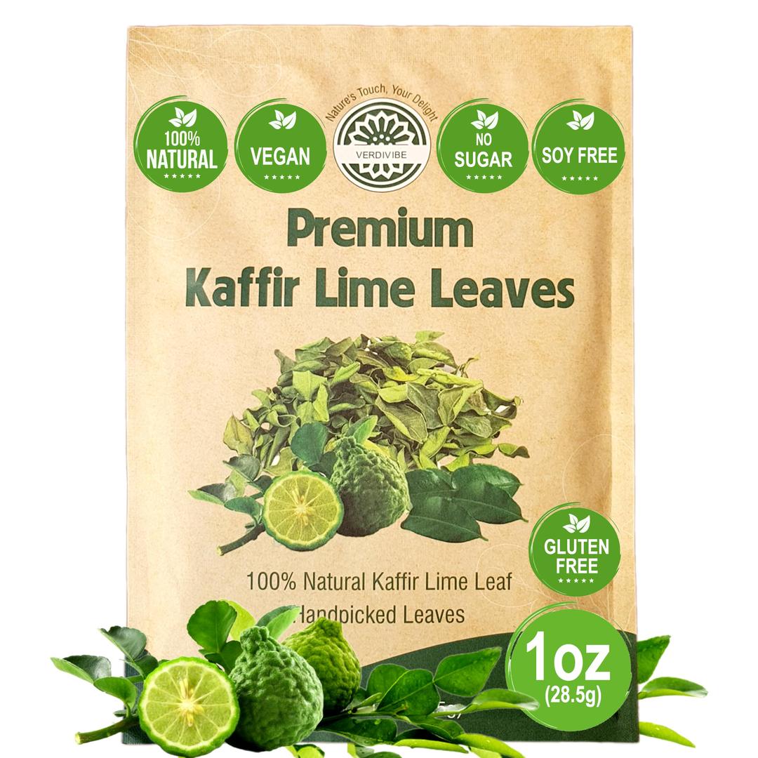 Premium Dried Kaffir Lime Leaves - 1 oz (28.5g) Pack for Authentic Thai Flavor - Handpicked for Freshness and Intense Aroma (A)