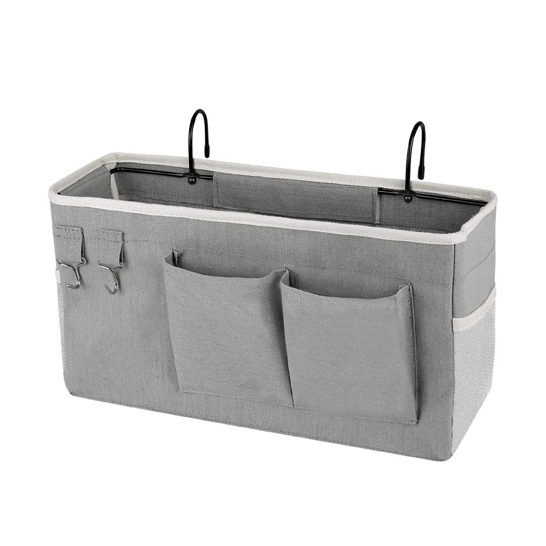 Bedside Storage Caddy/Bedside Hanging Storage Bag for Headboards Bunk Beds Dorm Rooms Book Phone Magazine Holder (Grey)