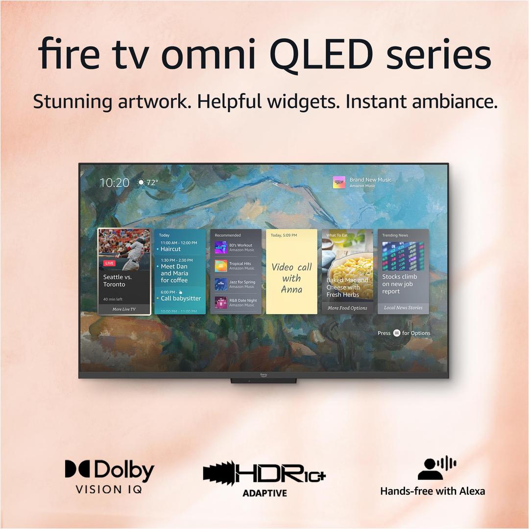 Amazon Fire TV 50" Omni QLED Series 4K UHD smart TV, Dolby Vision IQ, Fire TV Ambient Experience, local dimming, hands-free with Alexa