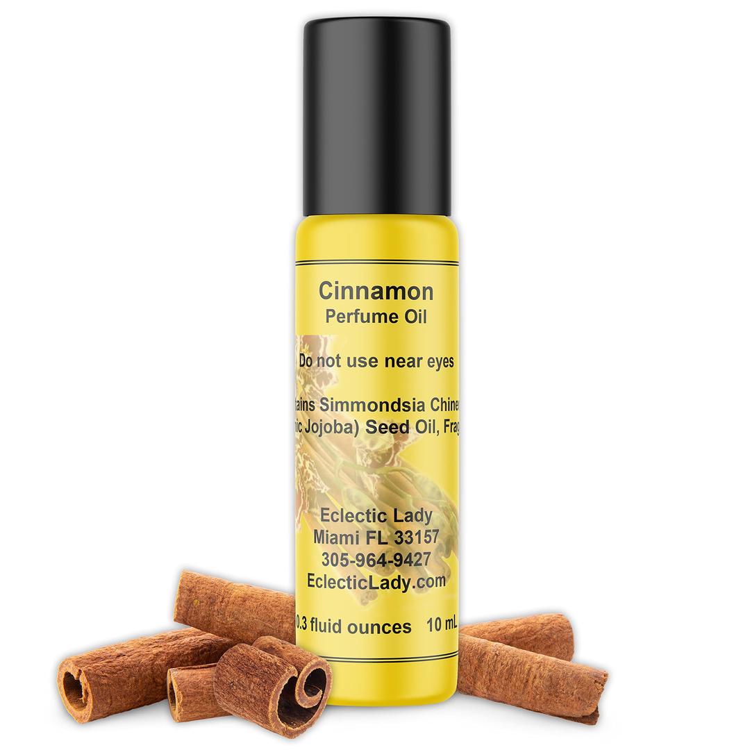 Cinnamon Perfume Oil, 0.3 Oz Portable Roll-On Fragrance with Long-Lasting Scent, Delightful Essential Oils and Jojoba Oil For Daily Use