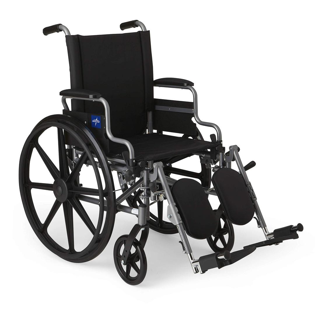 Medline Lightweight Wheelchair for Adults With Swing-Back, Desk-Length Arms, Elevating Leg Rests; 18W" x 16"D Seat