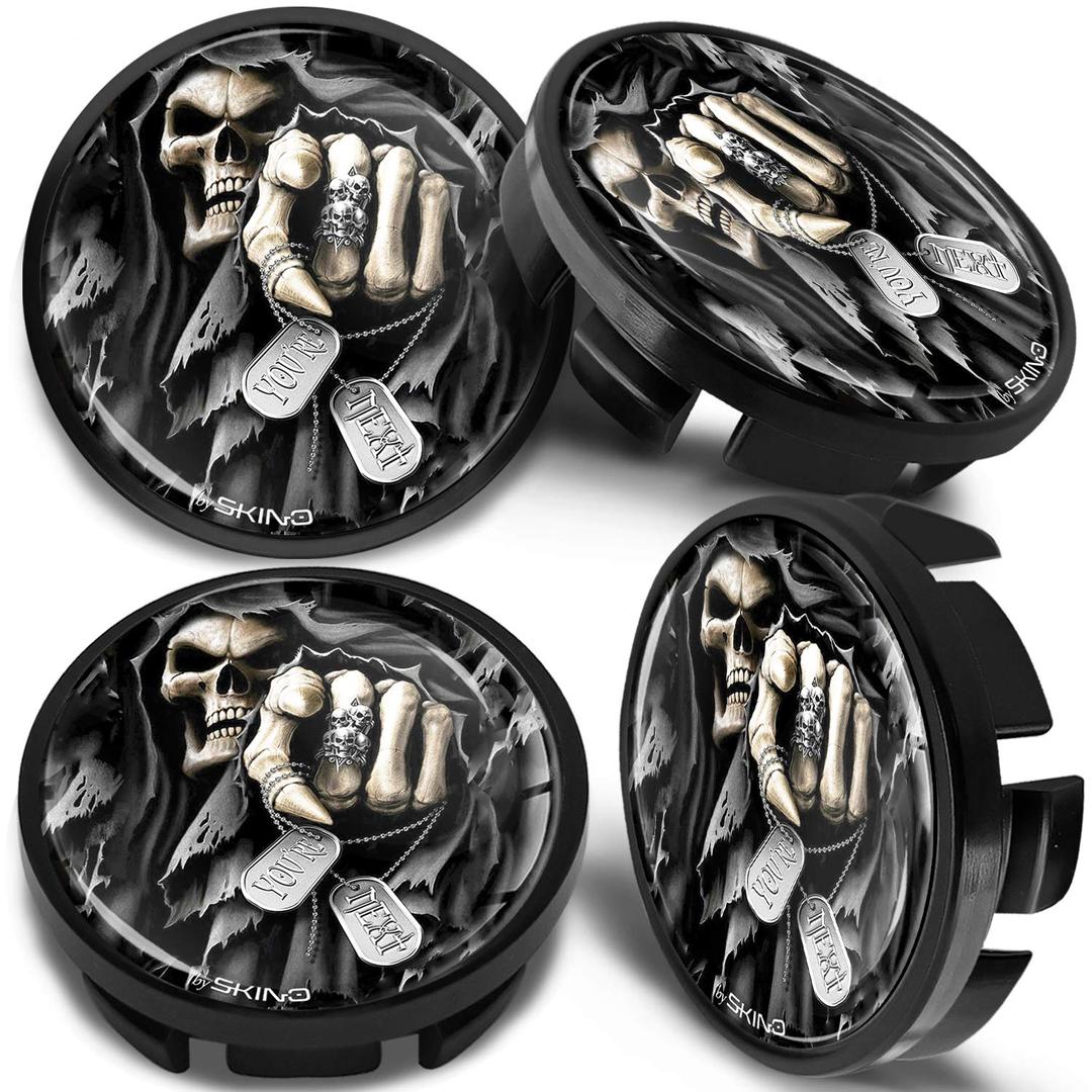 SkinoEu Compatible with Wheel Center Caps VW 65mm Centre Alloy Hubcaps Skull Black CV 33