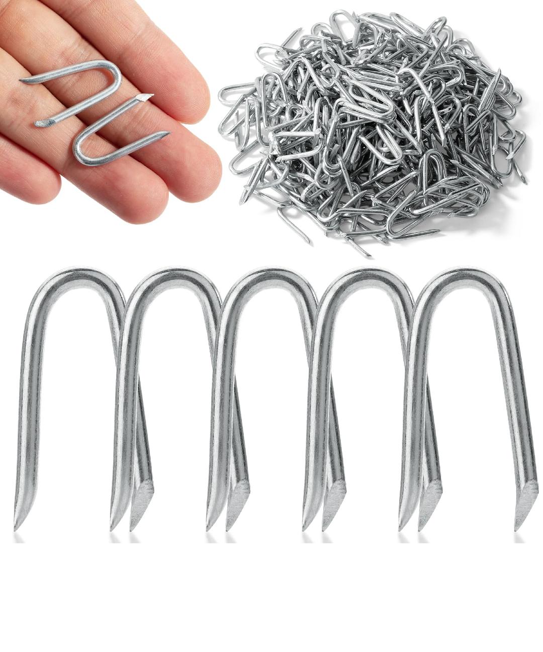 Bates- Fence Staples, 200 pcs, 1", Galvanized Steel Fencing Staples, U Shaped Nails for Wood, U Nails for Wood, Fence Nails, Wire Fence Staples for Wire Fencing, U Nails for Fencing Nails