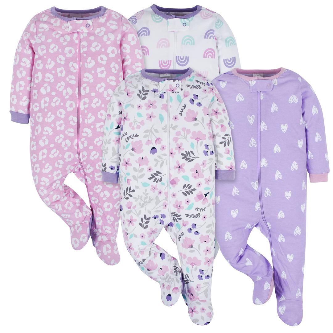 Onesies Brandbaby-girls 4-pack Sleep 'N Play Footies Multi Pack