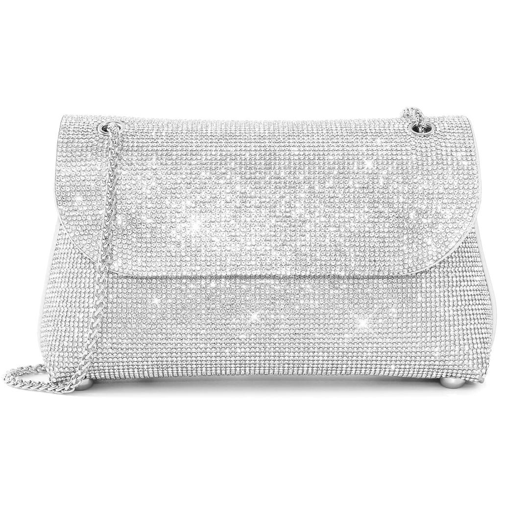 CurvChicRhinestone Purse for Women Evening Bag Sparkly Handbags Crossbody Bag Prom Clutch Purse for Wedding