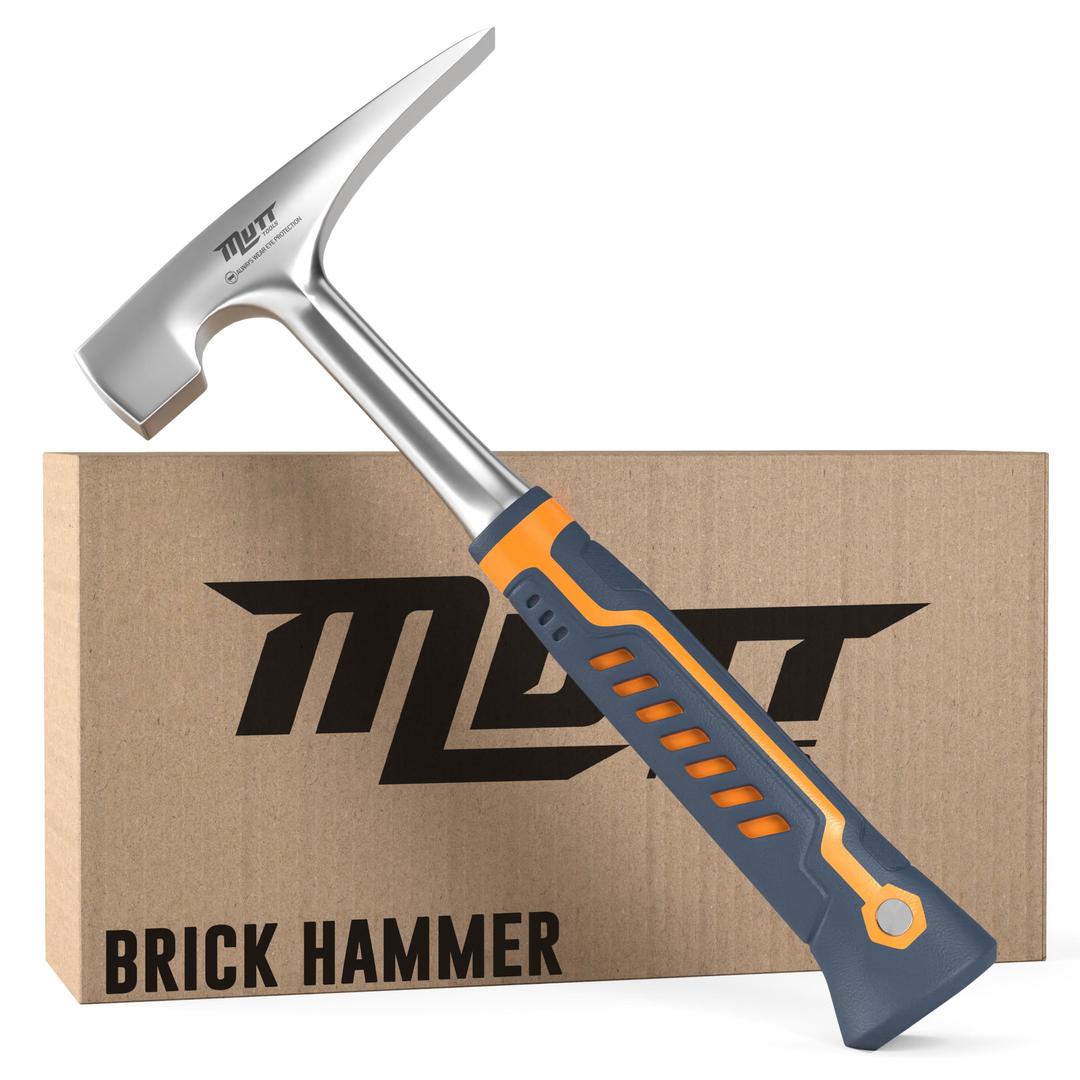 AMERICAN MUTT TOOLS Brick Hammer – 20oz Masonry Hammer with Ergonomic Handle – Stone Mason Hammer, Block Hammer, Brick Tools, Stone Hammer, Slate Hammer, Bricks Masons, Setting Hammer, Masonry Tools