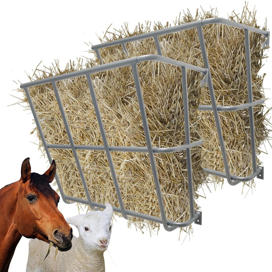 2Pcs Hay Feeder Goat, 20 Gallon Multiple Sided Goat Hay Rack, Heavy Duty Iron Wall Hay Rack for Sheep, Horses, Effortless Installation in Farm, Yield