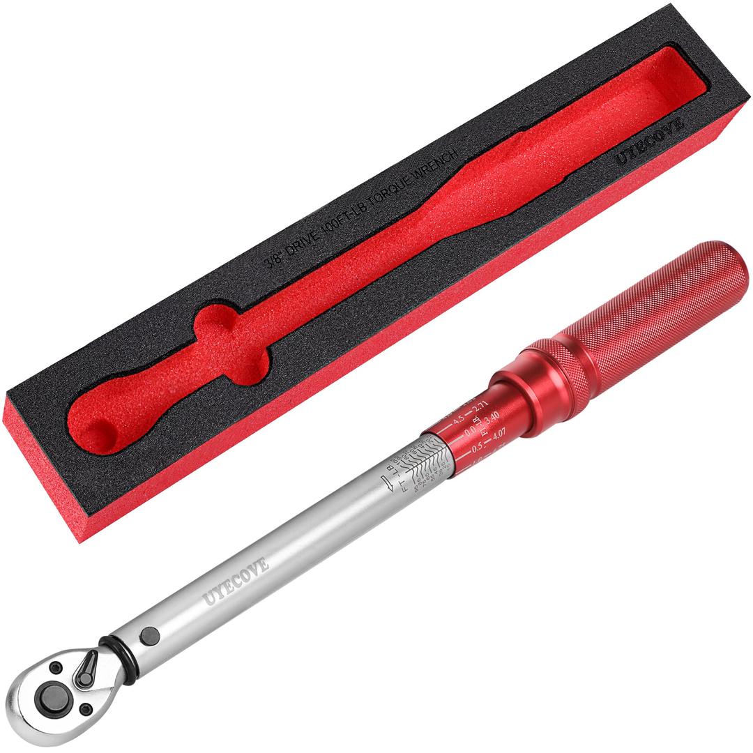 3/8-Inch Drive Click Torque Wrench, Torque Wrench 3/8 Drive 10-100FT.LB/13.6-135.6N.M with a XIPE Storage Tray