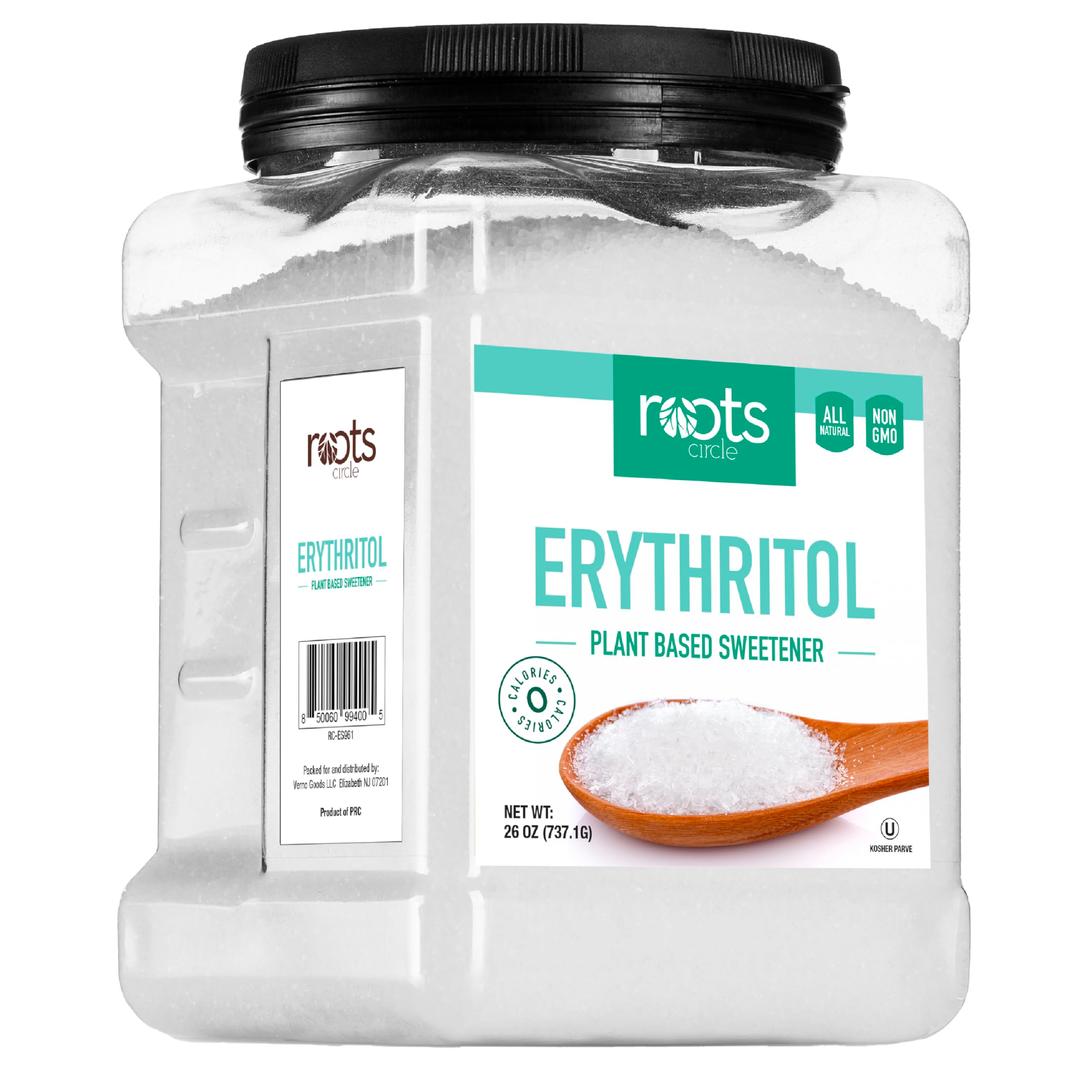 Roots Circle Premium Erythritol Sweetener, 26 OZ Bulk Pack - Zero Calorie Plant-Based Sugar Alternative for Baking & Sweetening - All-Natural, Keto Friendly, OU Kosher, Non-GMO, Gluten-Free